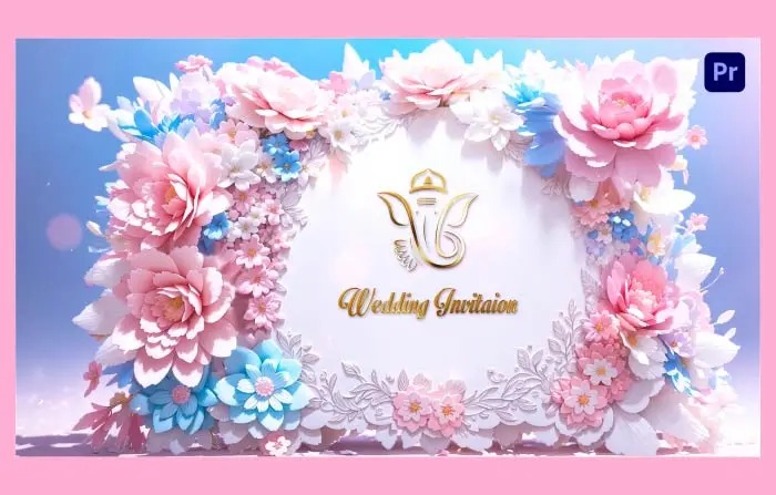 Decorative 3D Flower Frame Design Wedding Invitation Slideshow